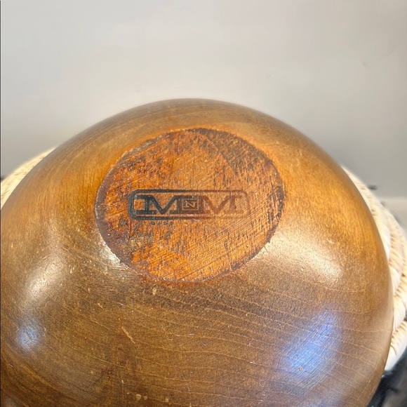 Brown Wooden Serveware Bowl with Ornate Base - Picture 3 of 3
